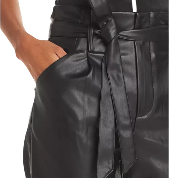 Lucy Paris Faux Leather Paperbag High Waist Ankle Pants Black NEW Large - Picture 6 of 9
